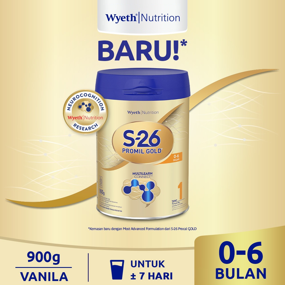 S-26 Promil GOLD Tahap 1 900g - Susu Bayi Usia 0 - 6 Bulan