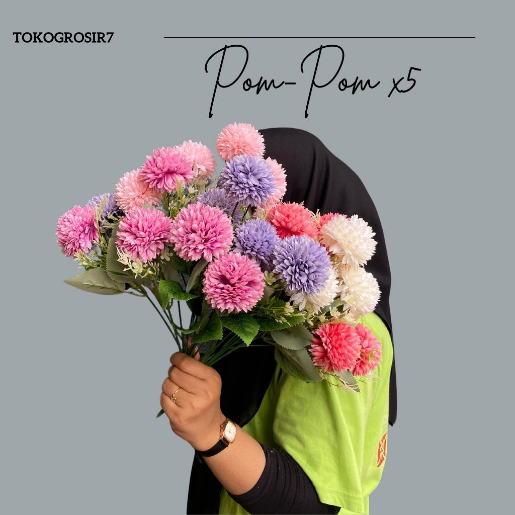 Bunga Palsu Kuntum Pom-Pom DANDELION artificial flower Mum Artifisial Bunga Sutra Dandelion BUNGA HI