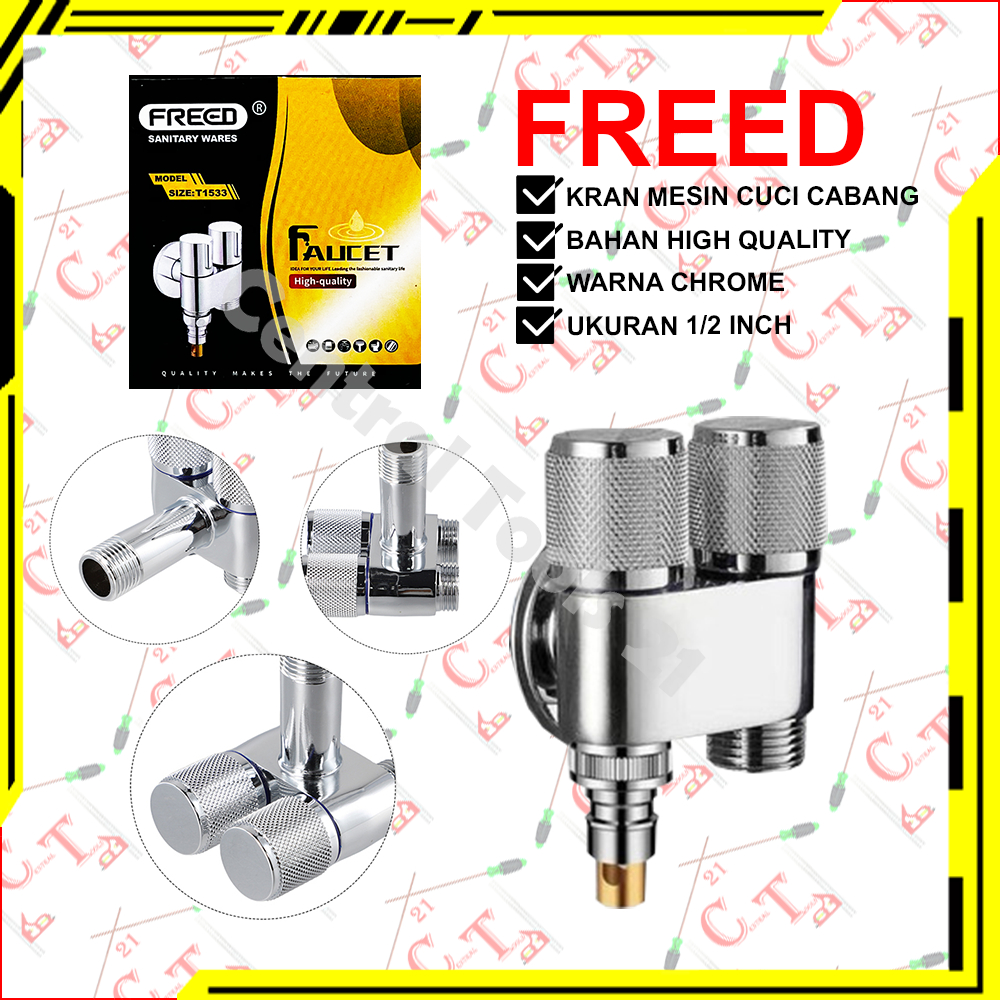 Kran Air Cabang 2 Mesin Cuci Ukuran 1/2 Inch Freed / Keran Mesin Cuci Cabang 2