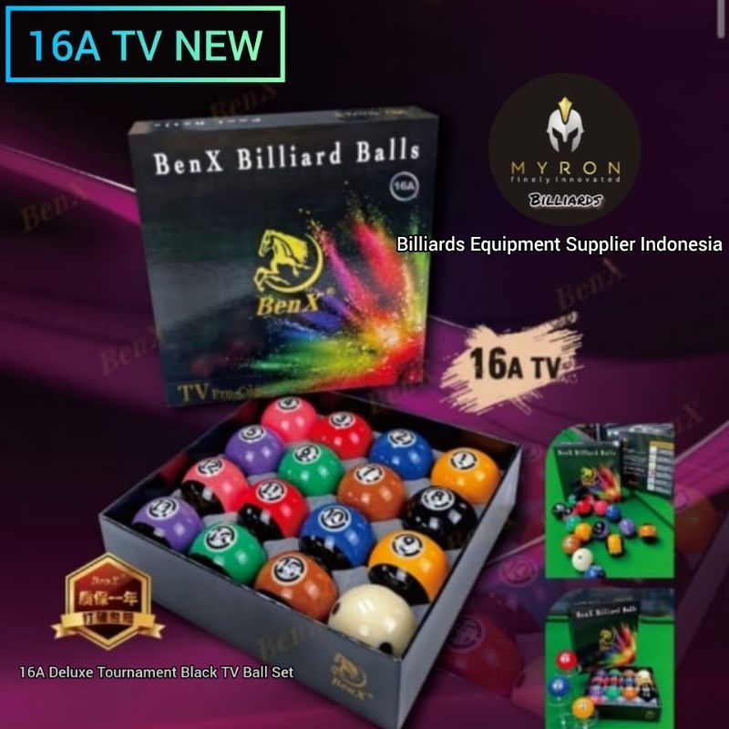 Bola Billiard BenX 16A Tournament Black TV Ball Set