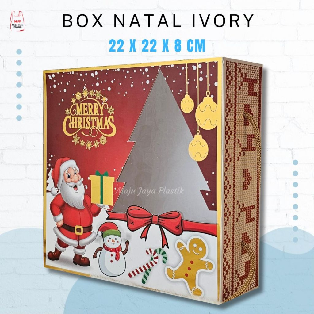 

Box Natal 22x22x8 cm Dus Hampers LAMINASI TALI box mika tali gift box Kue christmas 22 x 22 x 7 cm