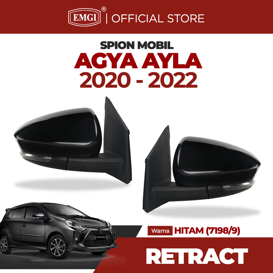 EMGI - Spion Mobil Agya Ayla 2020 2021 2022 - Lipat Elektrik Lampu Hitam