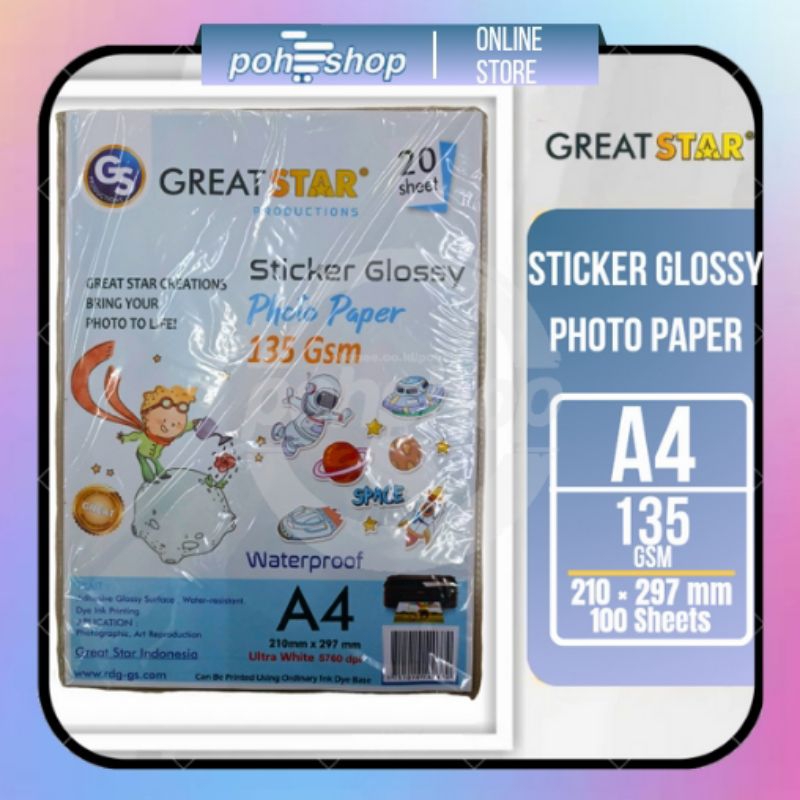 

Great Star Glossy Sticker Photo Paper A4/135gsm 20's