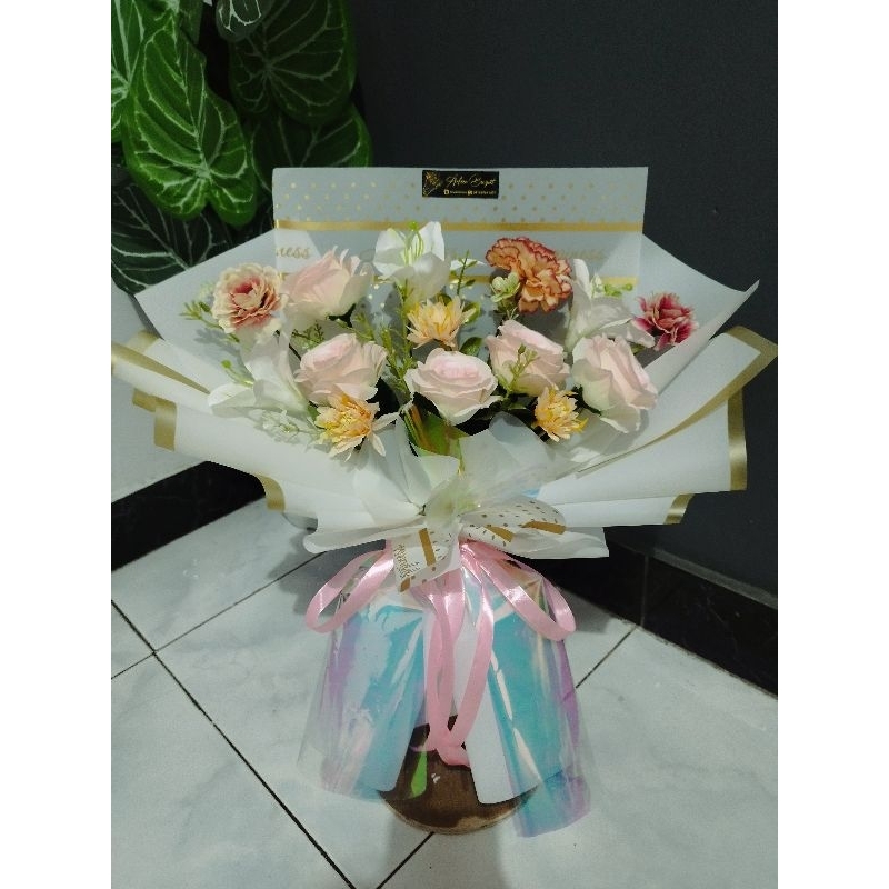 BUKET BESAR - Buket bunga lamaran - buket bunga palsu bucket bunga murah warna putih