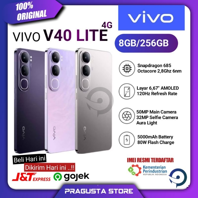 VIVO V40 LITE 4G 8/256GB • 8/128GB Second like New Garansi Resmi Indonesia