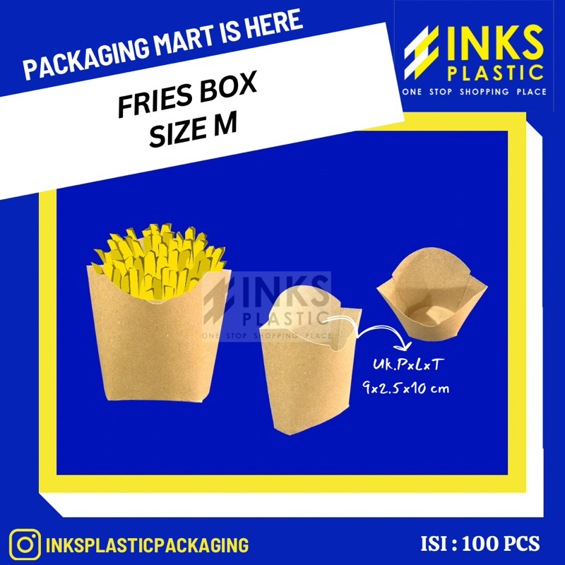

BOX KENTANG GORENG UKURAN M FRENCH FRIES BOX KRAFT DUS KENTANG