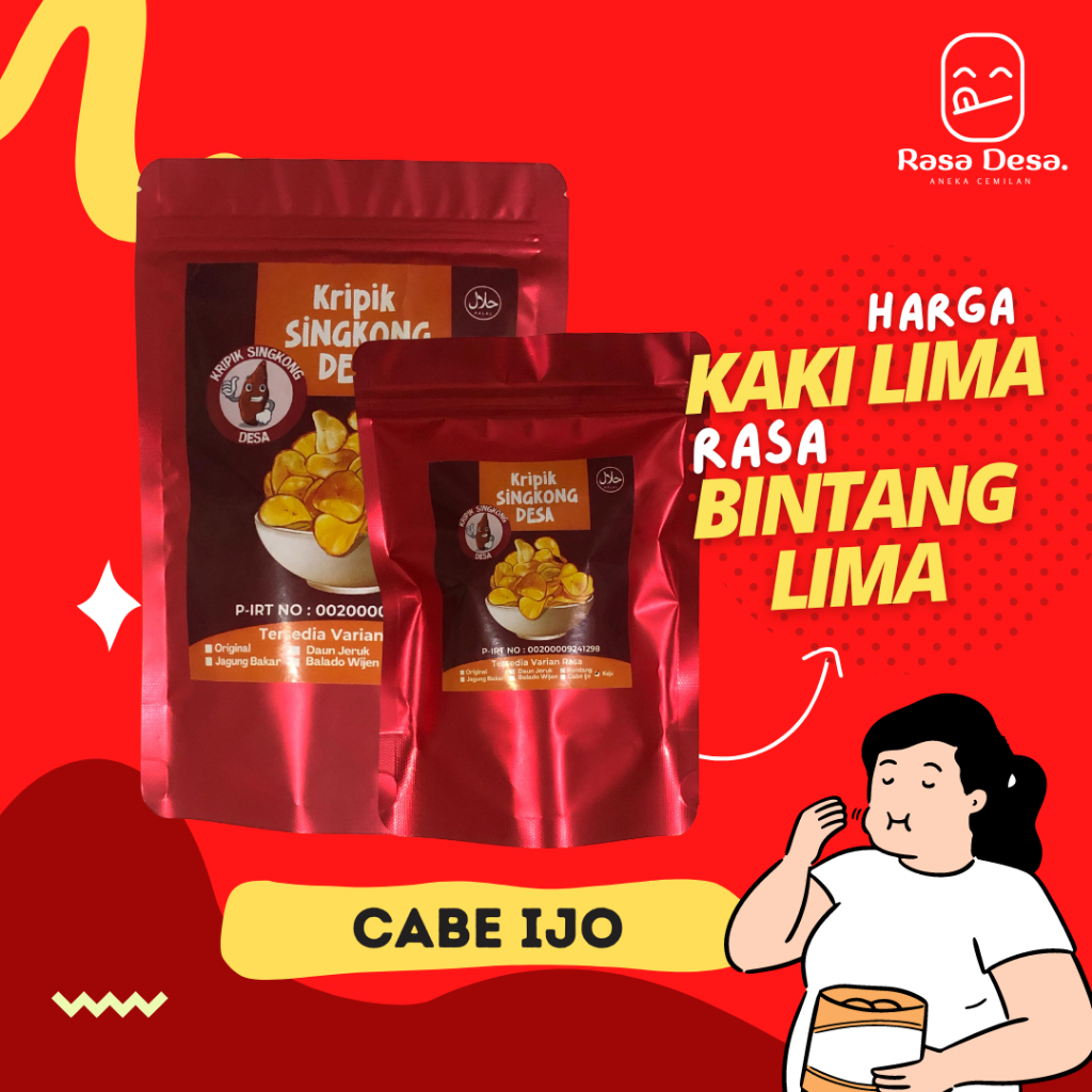 

Keripik Singkong Desa Rasa Cabe Ijo | 50gram & 100gram | Keripik Singkong Rasa Cabe Ijo Asin Gurih Pedas Cemilan Snack