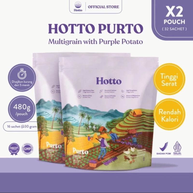

Hotto Balikpapan| 2 POUCH Hotto Purto Multigrain with purple potato isi 32 sachet