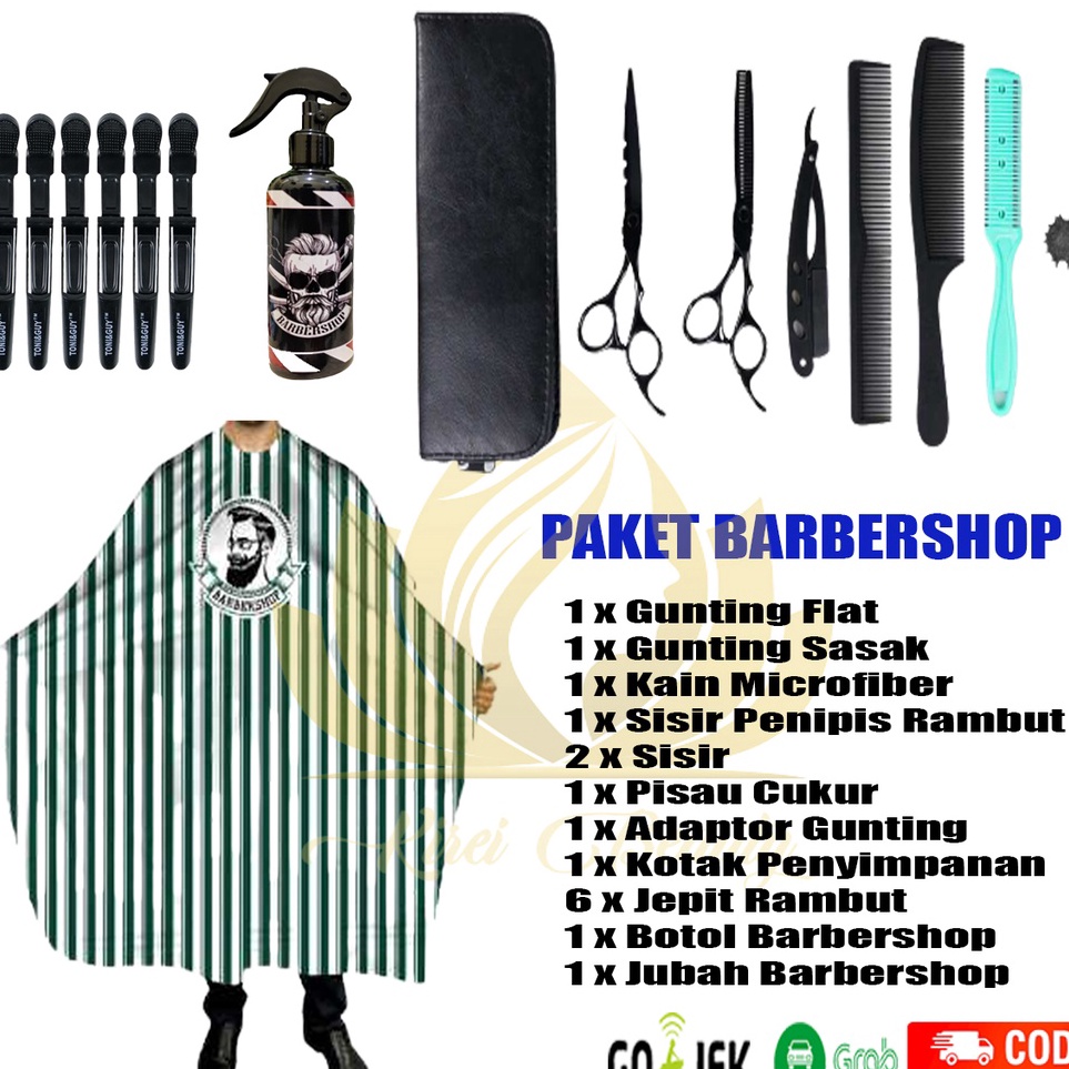 Big Promo  COD Paket Alat Cukur Rambut Barbershop Profesional Gunting Rambut Gunting Sasak Set Poton