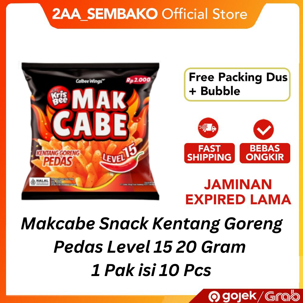 

Makcabe Snack Kentang Goreng Pedas Level 15 20 Gram 1 Pak isi 10 Pcs