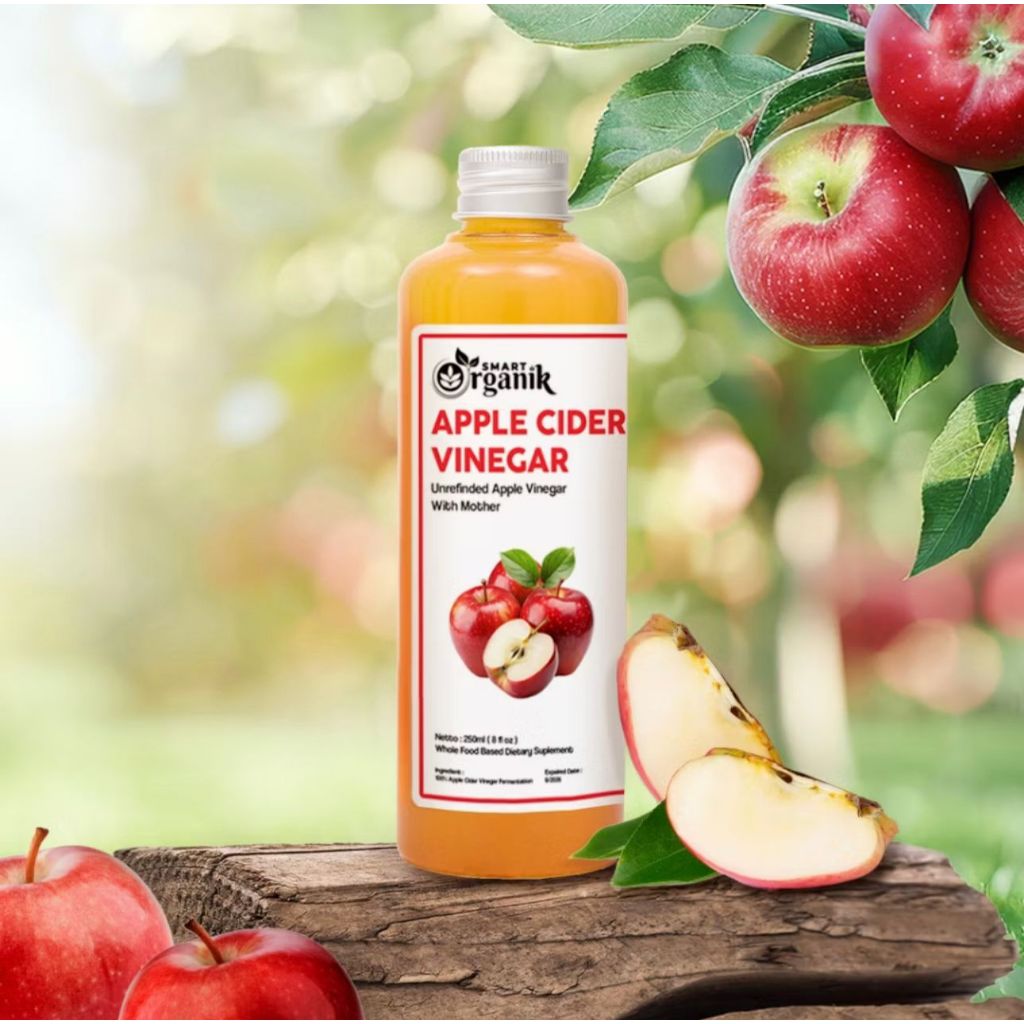 

SMART ORGANIK Cuka Apel 250ml dan 500ml /Apple Cider Vinegar With Mother Cuka Sari Apel Asli 100% Organik