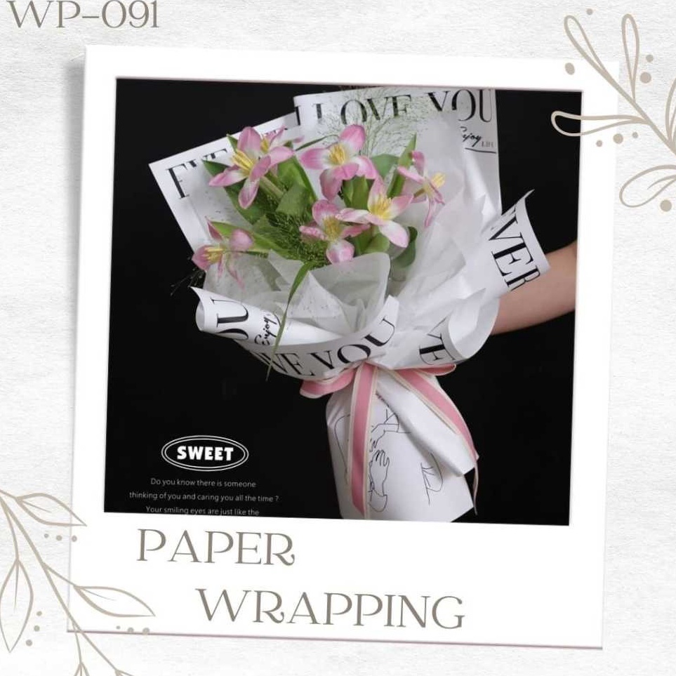 

Pasti Irit 5 LEMBAR WP91 KERTAS PEMBUNGKUS BUKET BUNGA FLOWER WRAPPING EVERYDAY I LOVE YOU KOREAN STYLE BOUQUET FLORIST