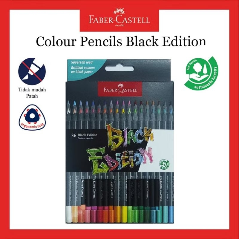 

PENSIL WARNA FABER CASTELL 24 , 36 WARNA BLACK EDITION
