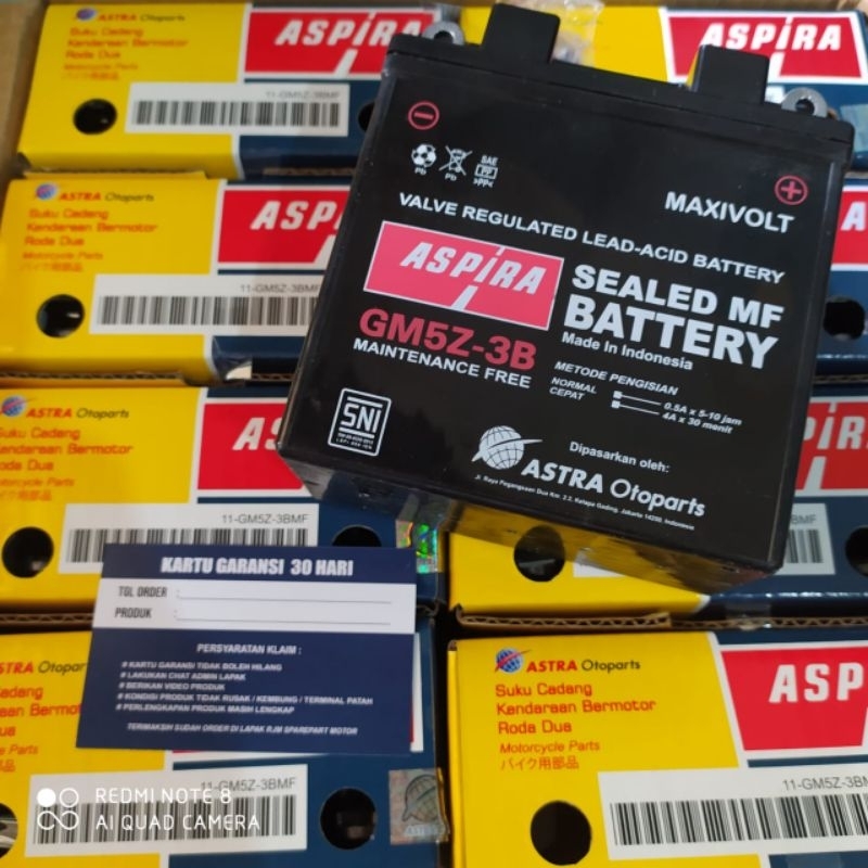 Aki Accu Mio Supra Jupiter Z GM5Z Original, Aki Kering Full Motor Supra Mio