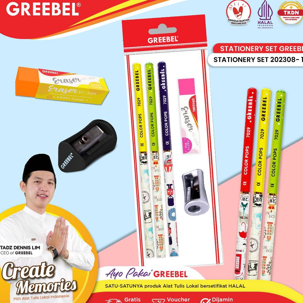 

Paling Istimewa GREEBEL Pensil Set Alat Tulis Anak Sekolah STATIONERY SET 2238111 Stationery Set Paket Alat Tulis