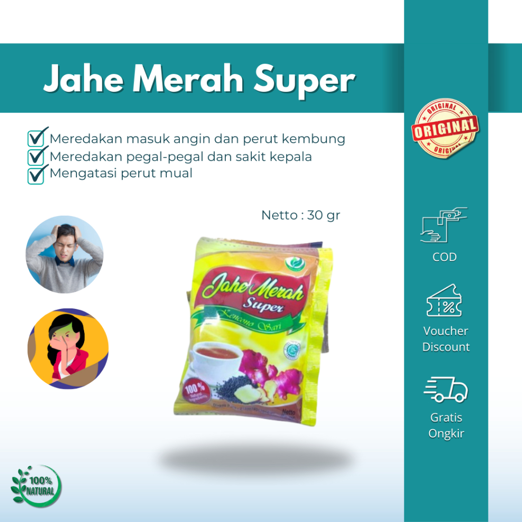 

Jahe Merah Super Kencono sari Netto 30 gr penghangat tubuh lancarkan darah