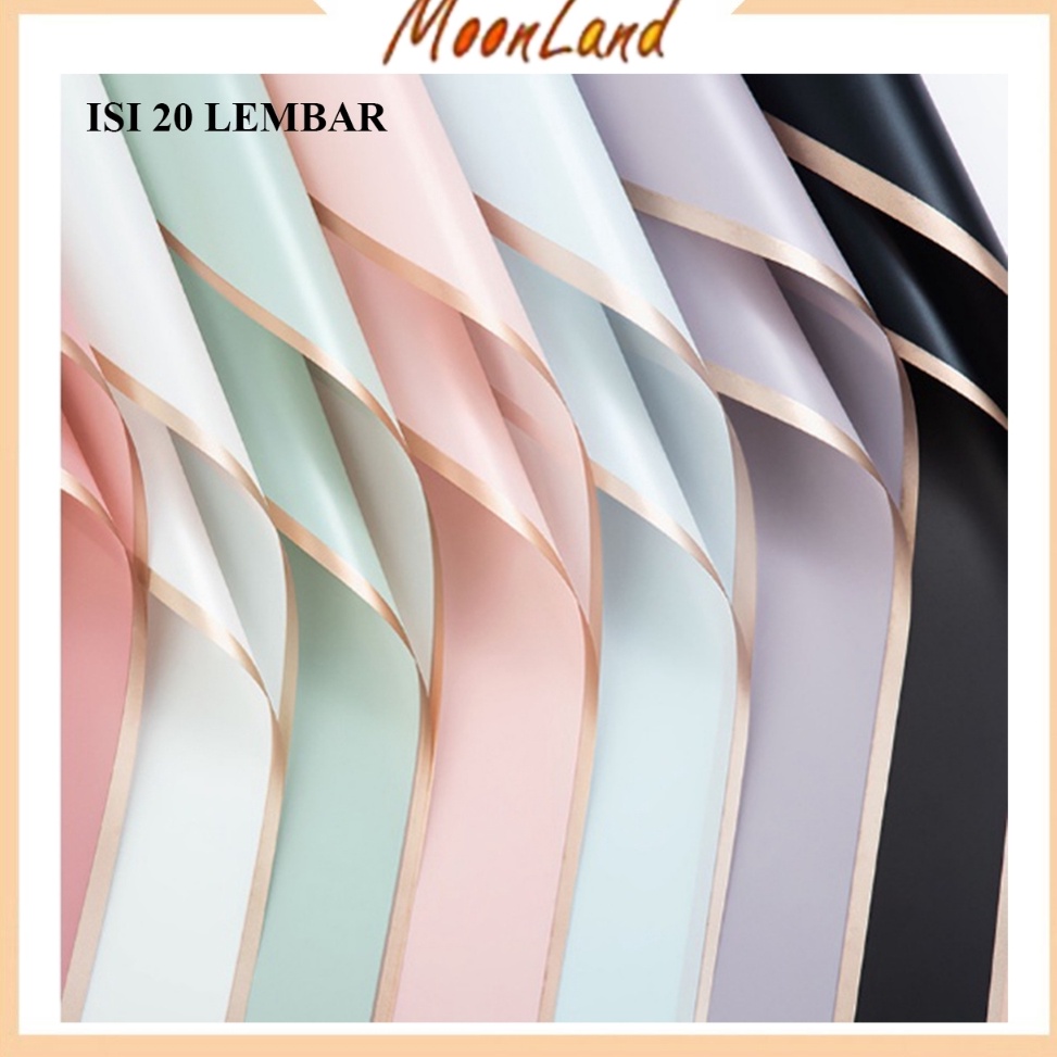 

Super Meriah 1 PACK ISI 2 LEMBAR Kertas Bunga Buket List Gold Emas Cellophane Flower Wrapping Pack List Gold