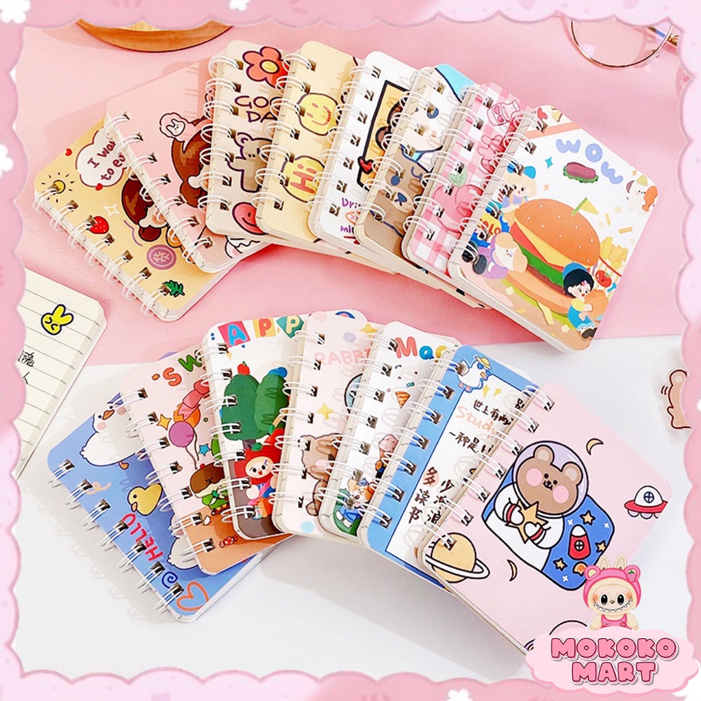 

MM Notebook Mini Ring A7 Buku Catatan Memo Motif Karakter Tulis Scrapbook Mini 80 Halaman Buku Mini