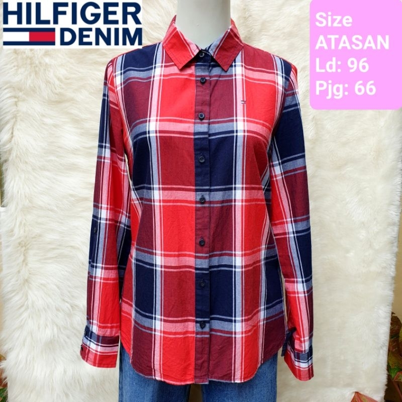 TOMMY HILFIGER Classic fit Atasan Kemeja Lengan Panjang Wanita