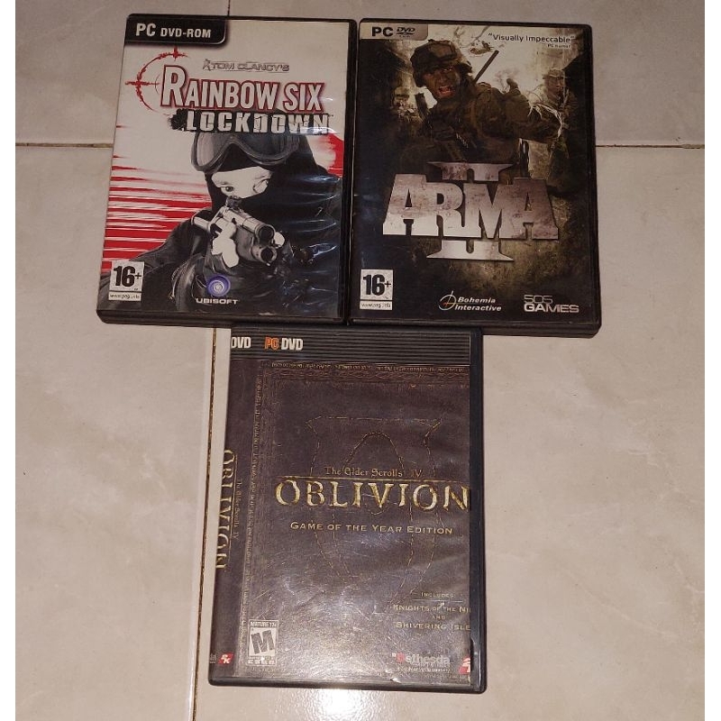 pc dvd TOM CLANCY'S RAINBOW SIX LOCKDOWN / ARMA II / THE ELDER SCROLLS IV : OBLIVION