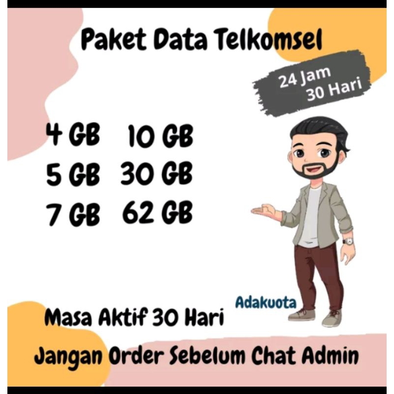 Isi ulang Data Telkomsel 3Gb  30hari / Paket Kuota Simpati bulanan