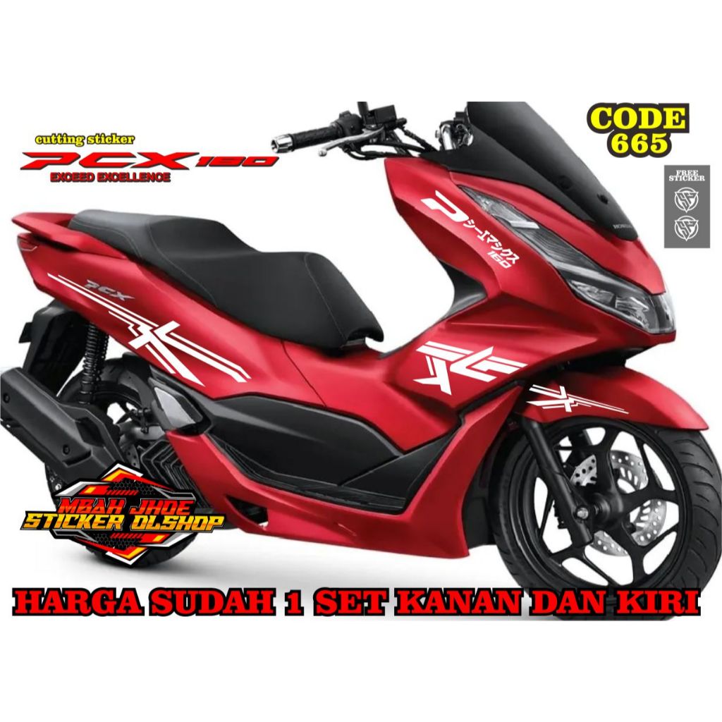 CUTTING STICKER MOTOR HONDA PCX 160 BODY MERAH DESAIN SIMPLE BEST SELLER