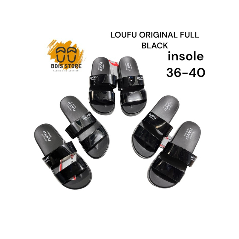 SANDAL SELOP LOUFU,SANDAL INFOR LOUFU FULL BLACK