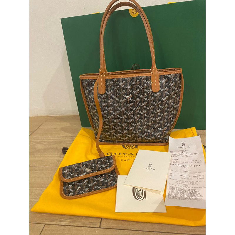 Goyard Anjou Mini Bag Tote Bag Black and Tan preloved