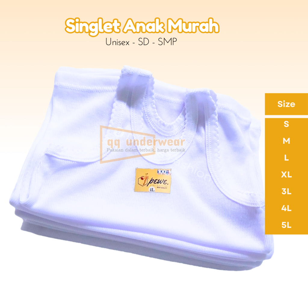 1/2 Lusin Baju Singlet Anak Cowok | Kaos Dalam Anak Laki-Laki | Usia 0-13 Tahun Polos Warna Putih