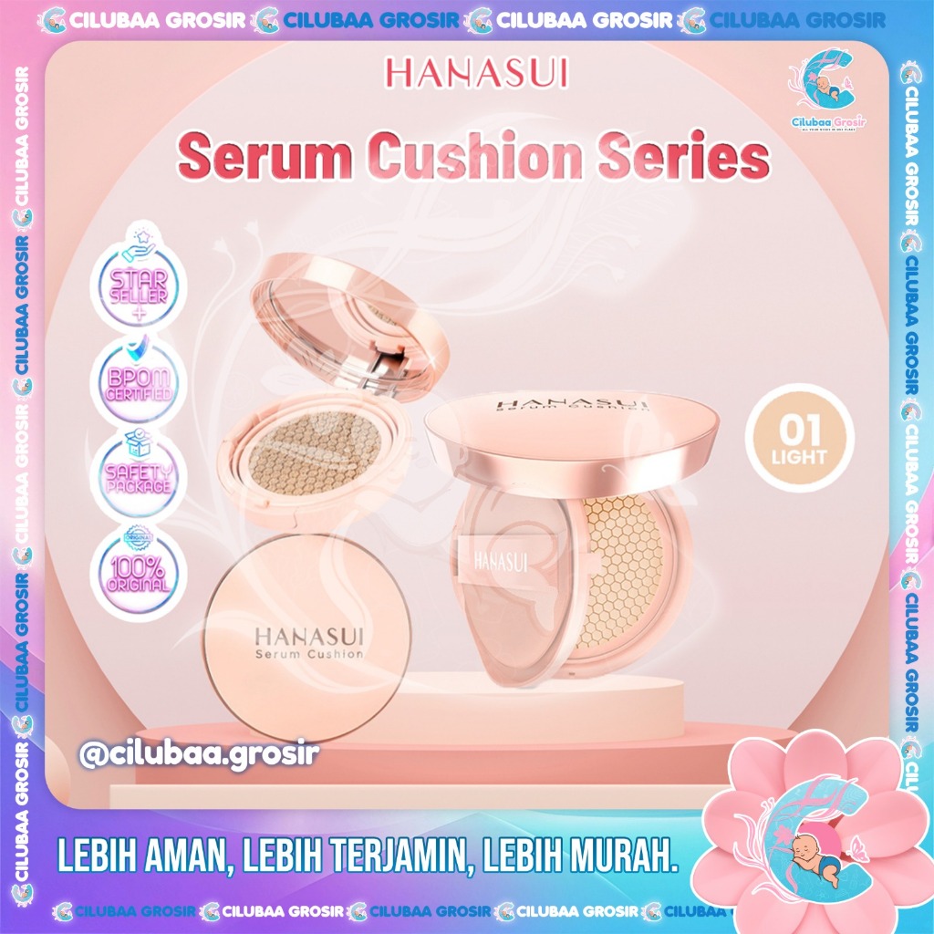 HANASUI Serum Cushion 15gr - Foundation || Flawless || Natural Dewy Finish || Perfect Coverage ORIGI