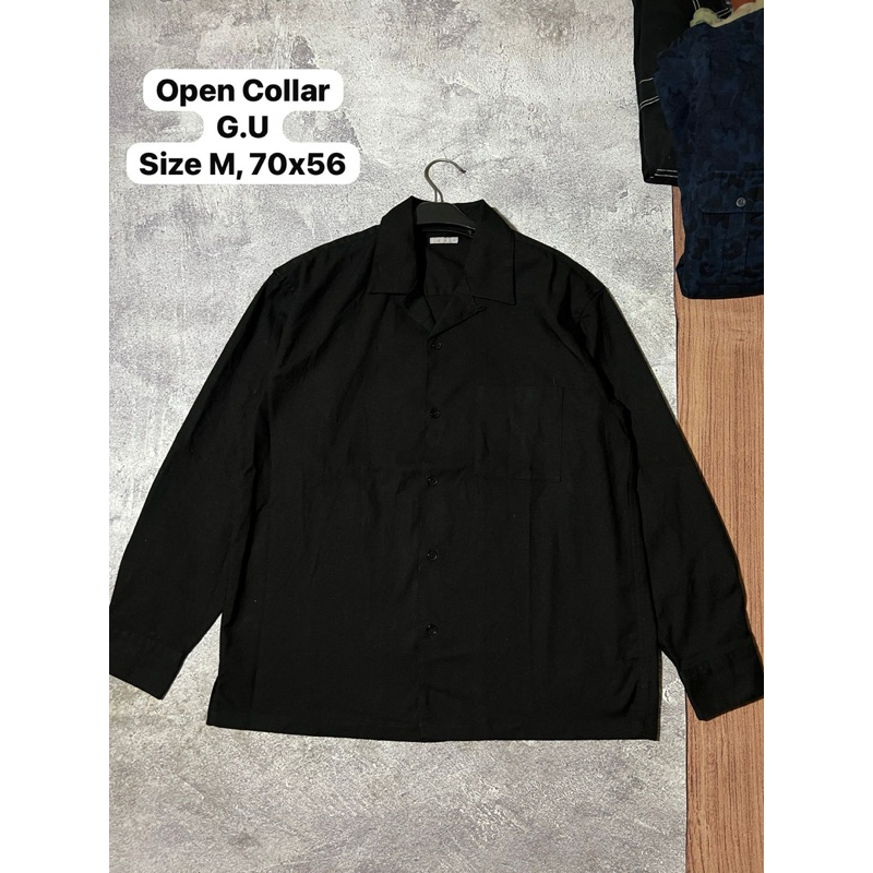 Kemeja Open collar UNIQLO GU warna Hitam Size M