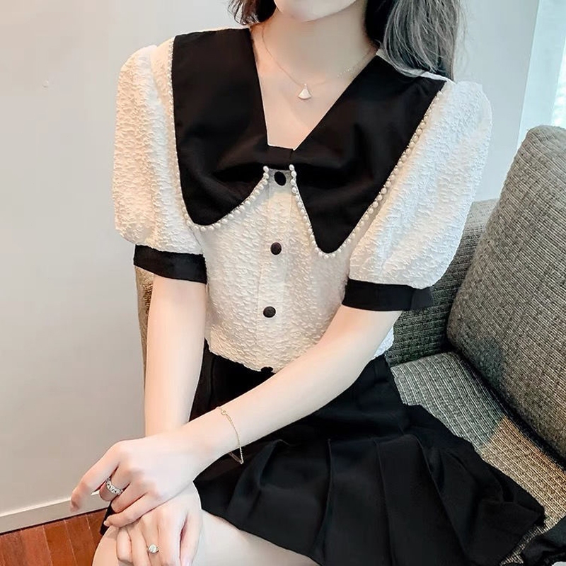 【MOOGU】 Blouse korea dasi busur temperamen blus atasan wanita