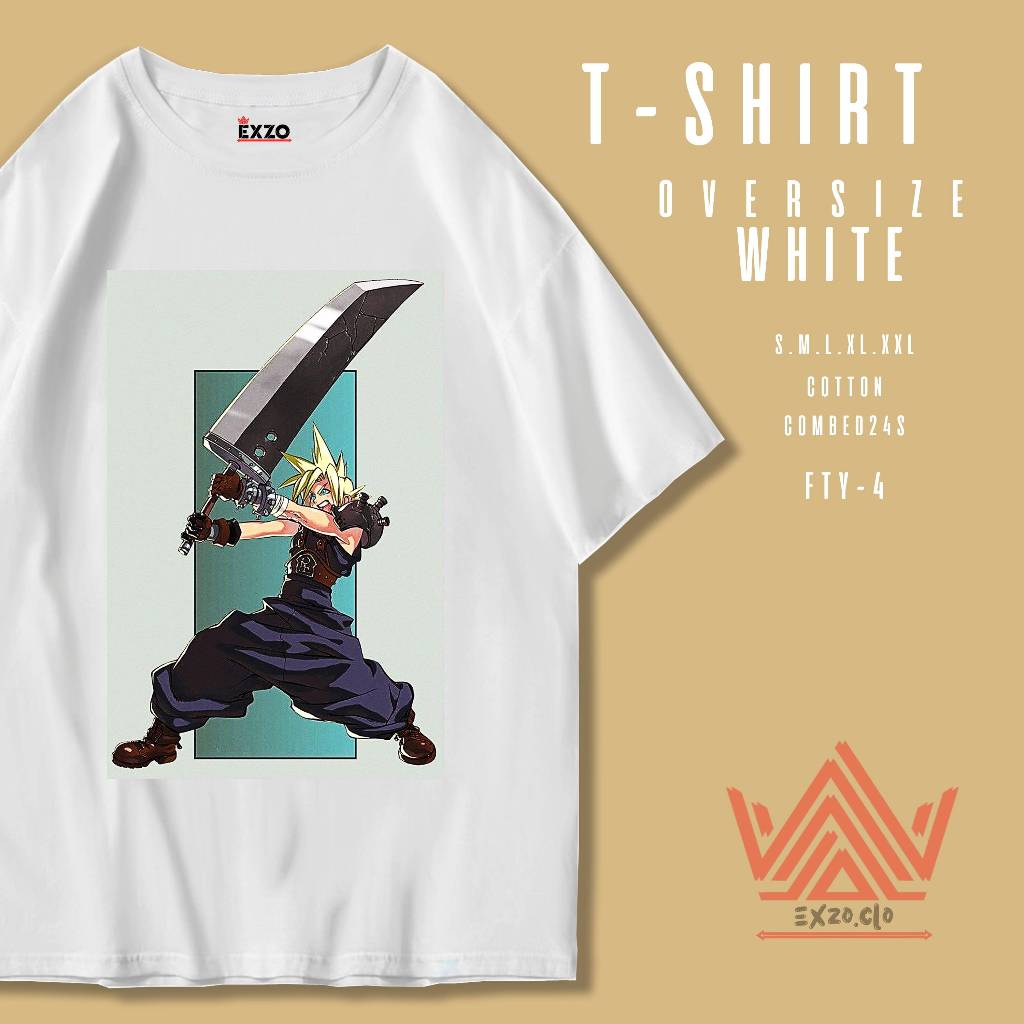 EXZO kaos FINAL FANTASY WHITE OVERSIZE |COTTON COMBED24S| BAJU POLOS BERGAMBAR FINAL FANTASY T-SHIRT
