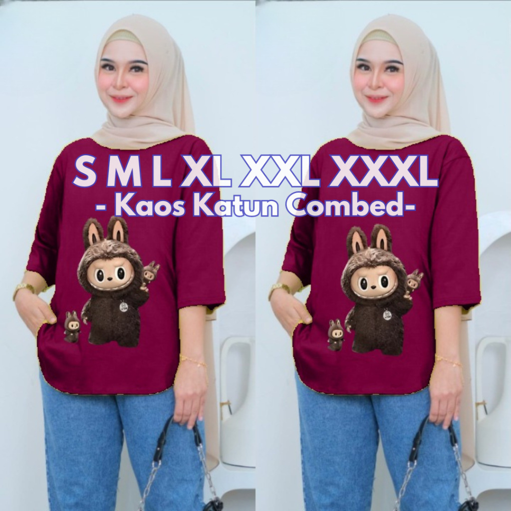 Blouse Labubu Wanita Jumbo Labukid Top Blouse BO Size S M L XL XXL XXXL Bahan Kaos Katun Combed Baju