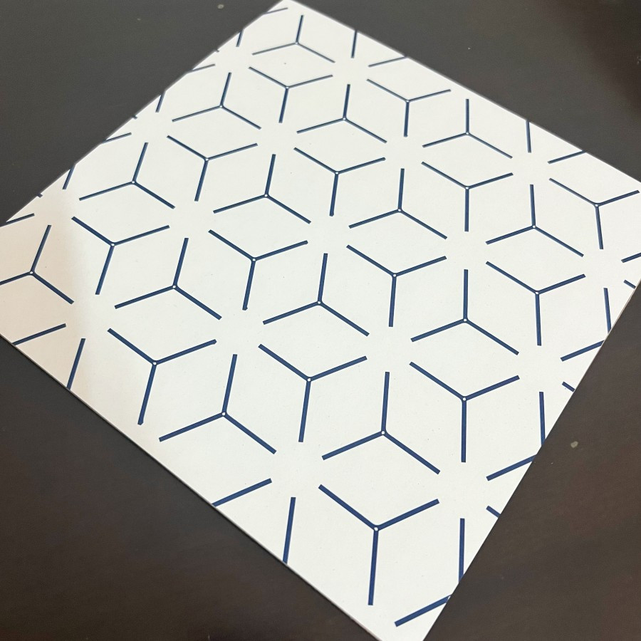 

(10pcs) tatakan dus motif mozaik ukuran 21.4x21.4cm corugated motif duplek