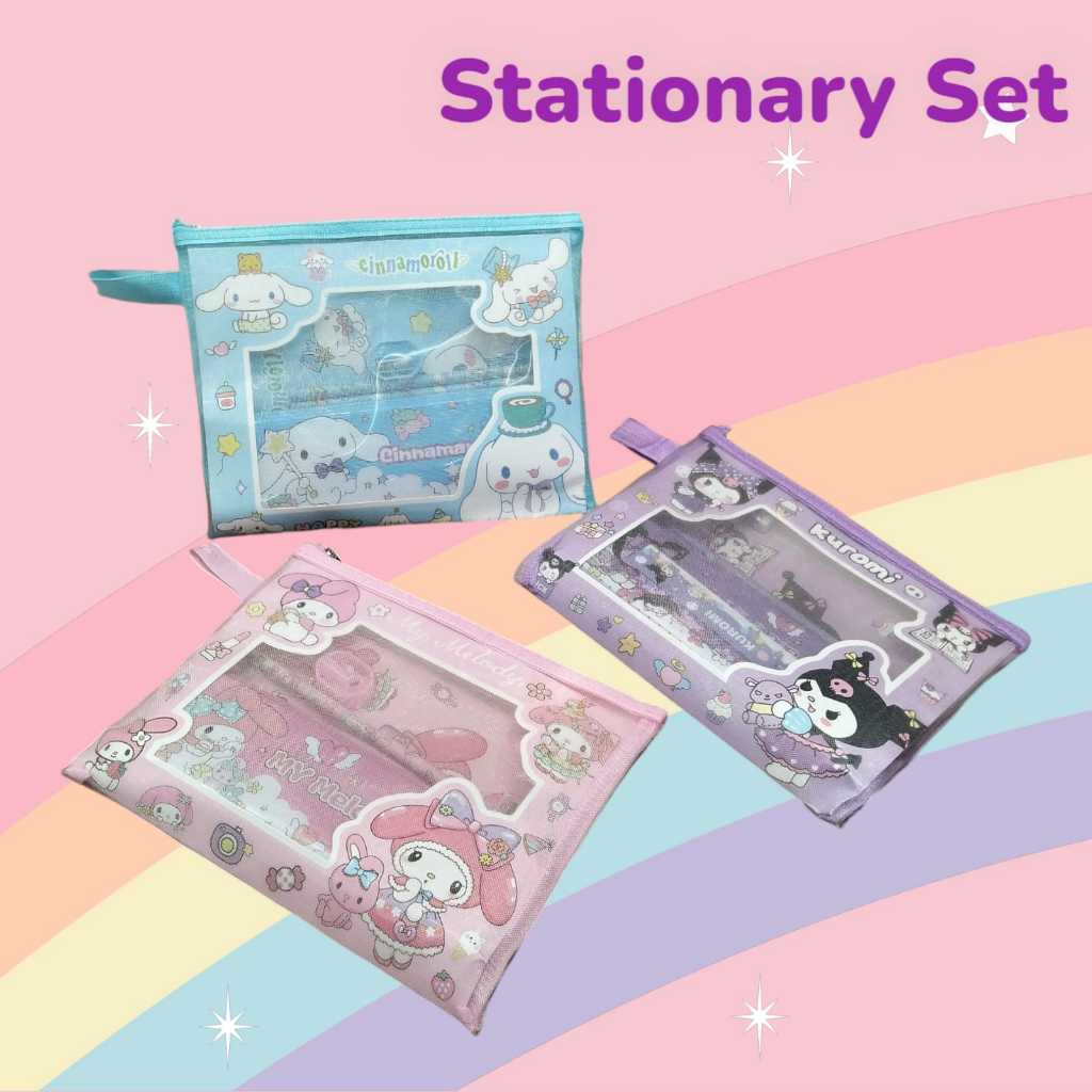 

Stationary set Series SANRIO 7 in 1/ Pouch set alat tulis ziplock kuromi cinnamoroll my melody