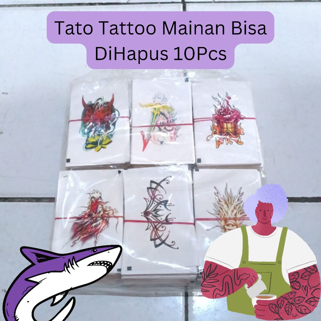 Tato Tattoo Mainan Bisa DI Hapus 10Pcs