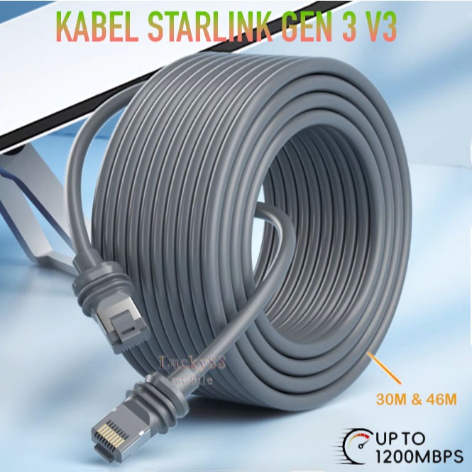 Kabel Ekstensi Standar For Starlink Gen 3 V4 V3 Cable Web Internet Trasmisi 1200Mbps Panjang 100FT /