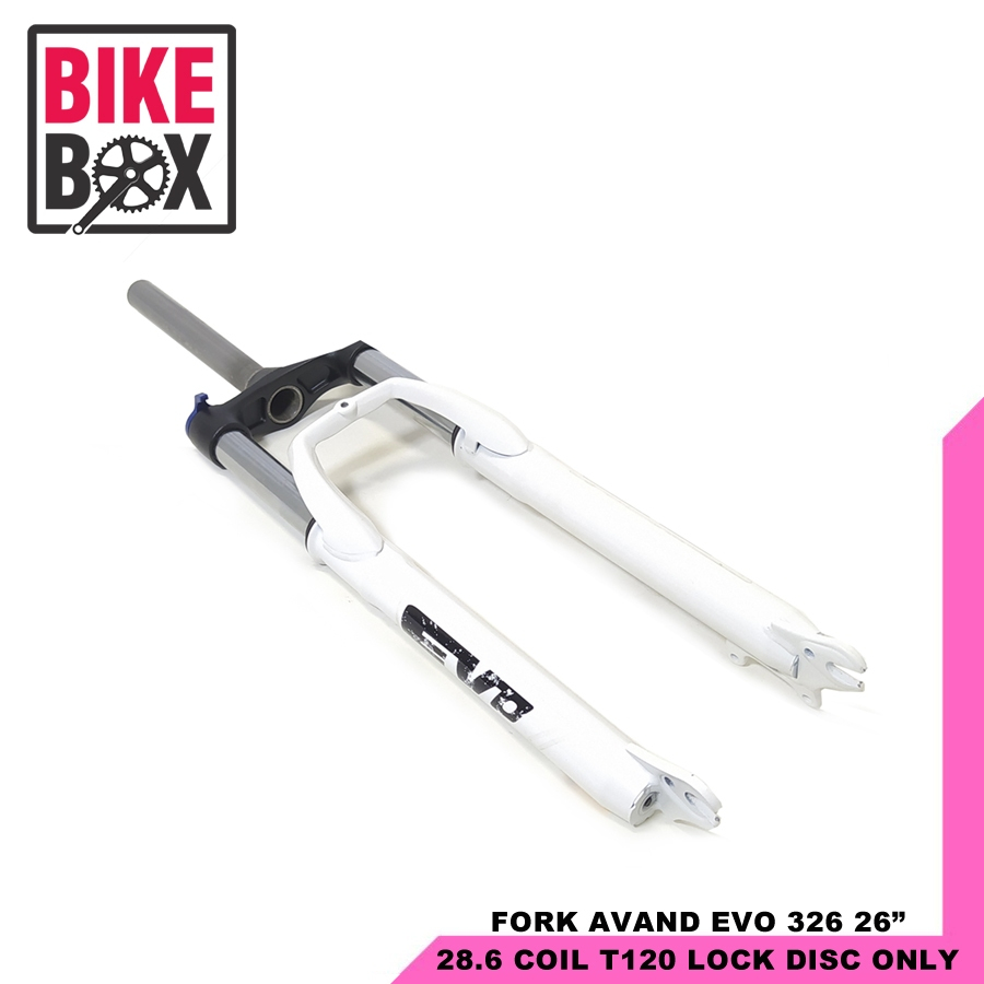 FORK SEPEDA AVAND EVO 326 26" 28.6 COIL T120 LOCK DISC PUTIH