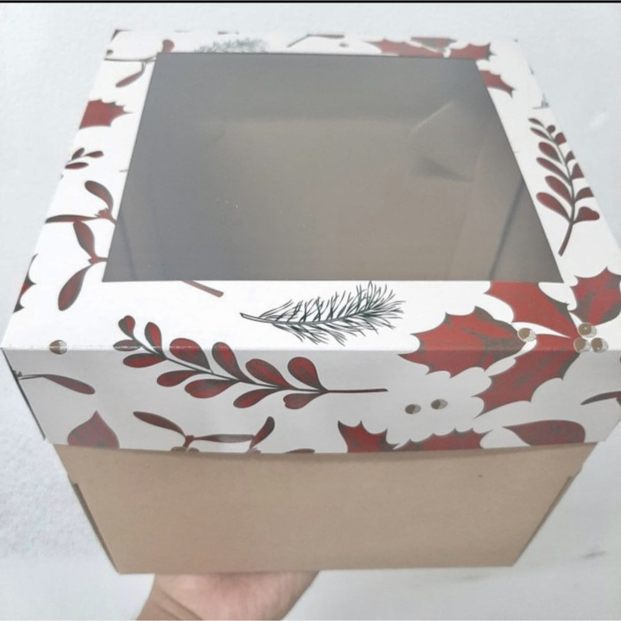 

Box Jendela Mika Kemasan Kue Tart lapis Legit Brownies Motif Bunga Dus Kado Size 22x22x16