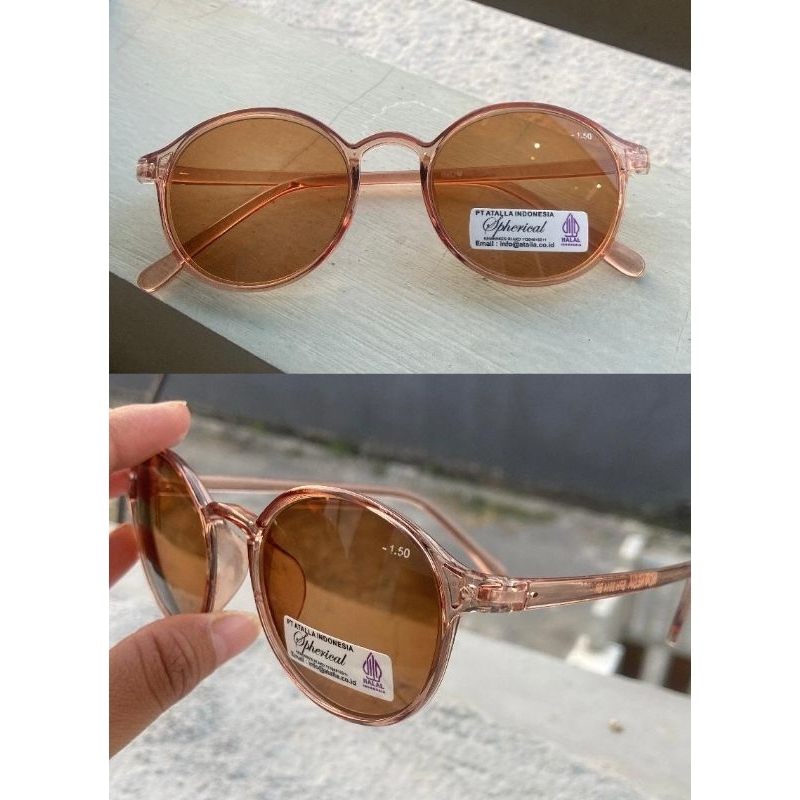 Kacamata Minus Rabun Jauh Oval Frame Lensa Coklat Pria Wanita Ukuran 0,5 sampai 4