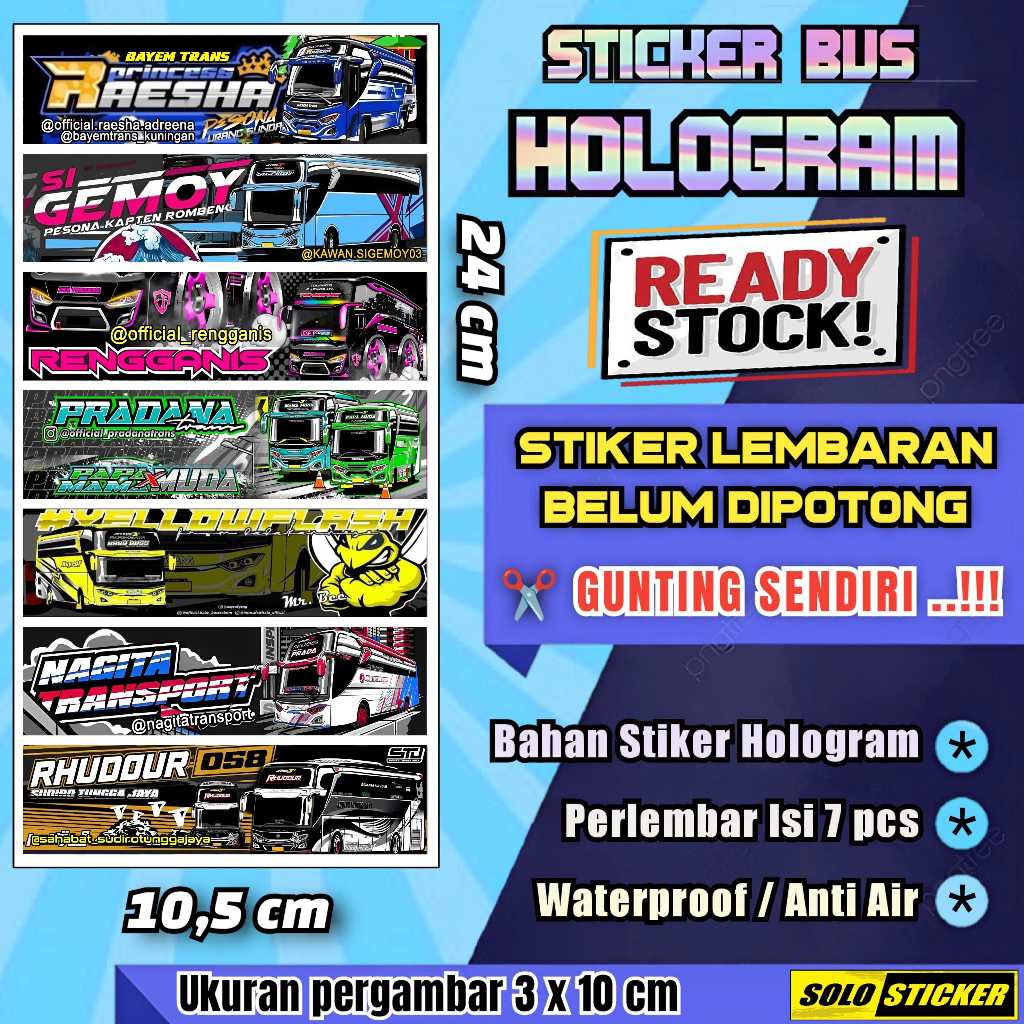 

Stiker Bus Hologram Lembaran Isi 7pc Sticker Bis Raesha Rengganis Prada Nagita Transport Rhuddur