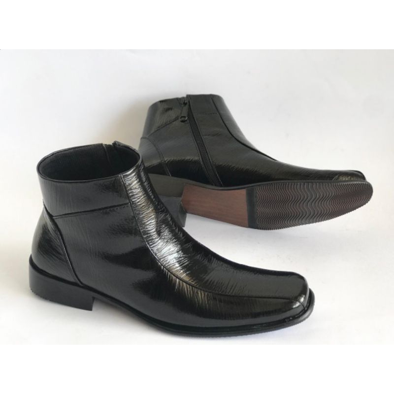 Sepatu Pria Pantofel Kulit Asli Hitam Resleting Hak Original