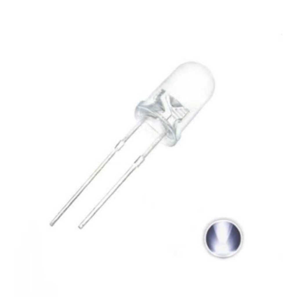 LED 5mm BENING NYALA PUTIH / LED 5mm BRIGHT CLEAR NYALA PUTIH / LAMPU LED 5mm