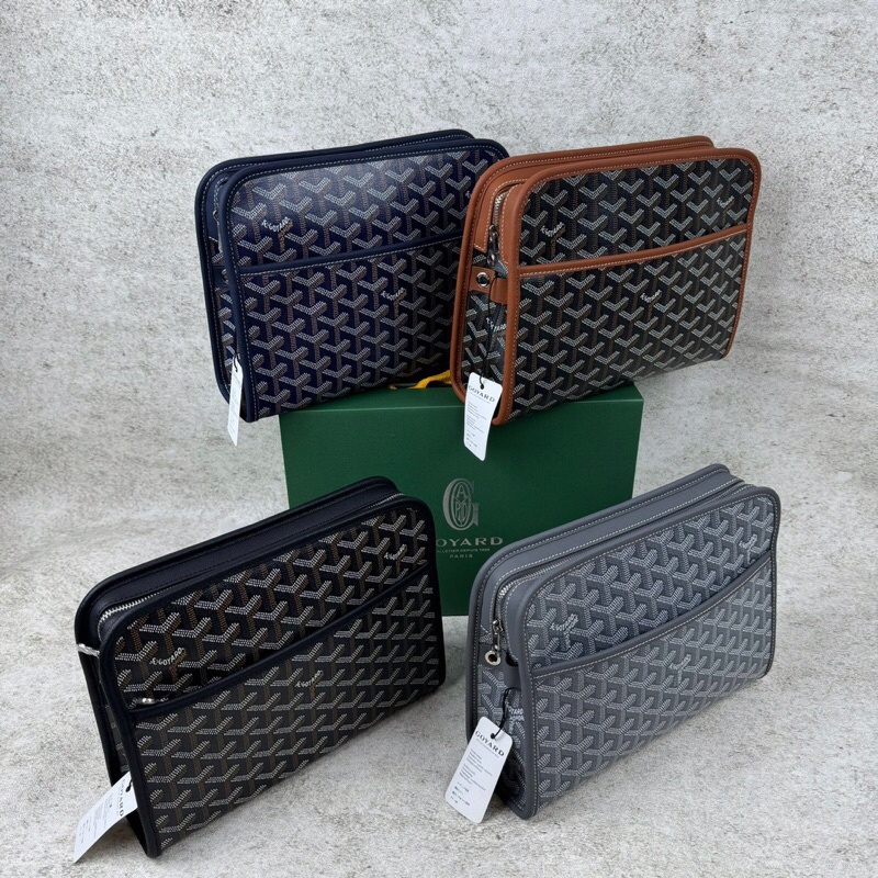 Clutch Goyard Trousse GM Black Tan Grey Navy