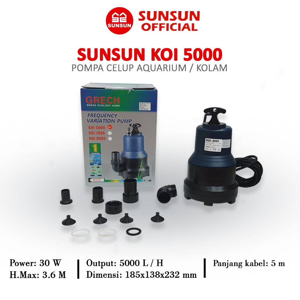 SUNSUN KOI 5000/7000/9000/10000/16000 Series Pompa Air Arus Kolam Aquarium