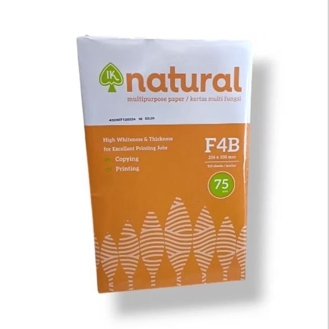 

kertas hvs print natural F4B 75 gsm ( 500 lembar)