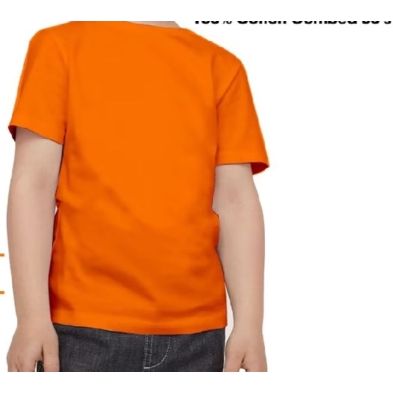 kaos anak cotton combed 24s/kaos pendek polos anak cotton combed 24s orange