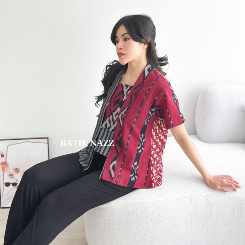 BATIK NAZZ Kutubaru Patchwork Katun Tenun Lurik Kutubaru Modern Batik Wanita Zoya kutubaru