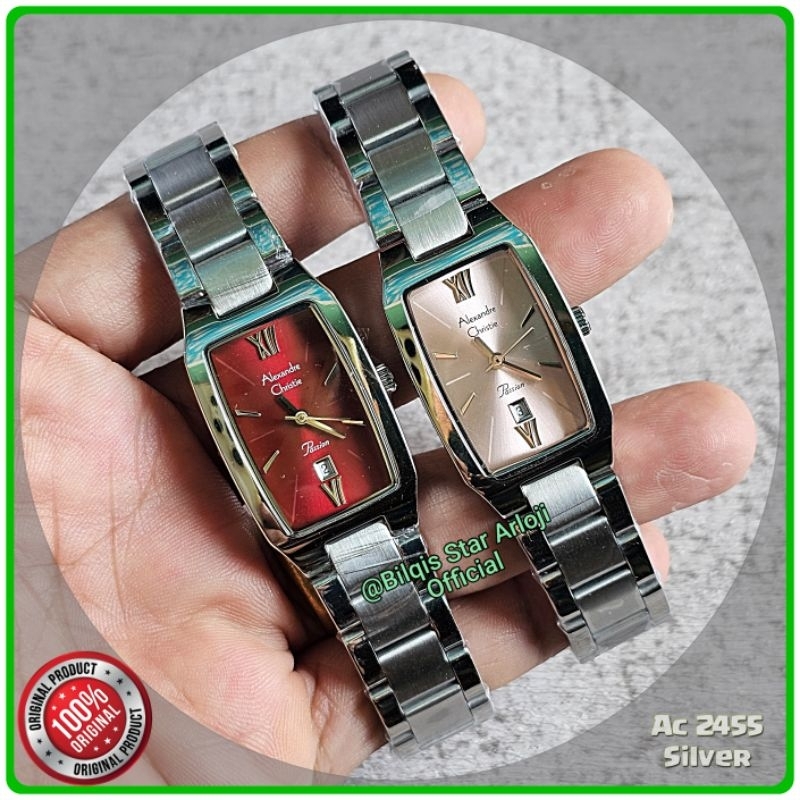 Alexandre Christie Wanita Kotak Ac 2455 Mini Tali Rantai Silver Original